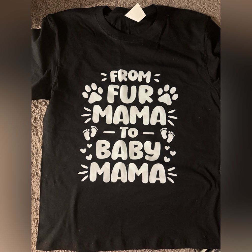 Black 'From Fur Mama to Baby Mama' T-Shirt